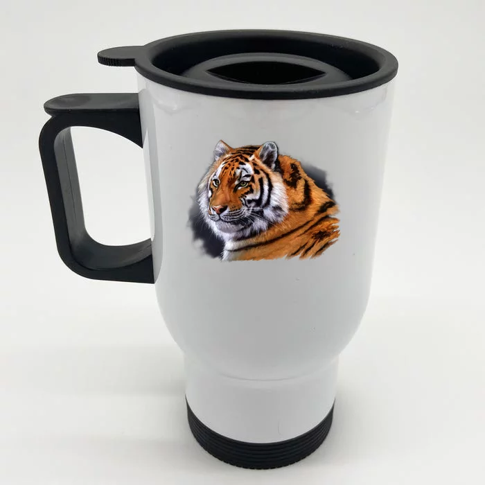 Majestic Tiger Head Front & Back Stainless Steel Travel Mug