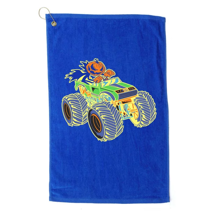 Monster Truck Halloween Pumpkin Gift Platinum Collection Golf Towel