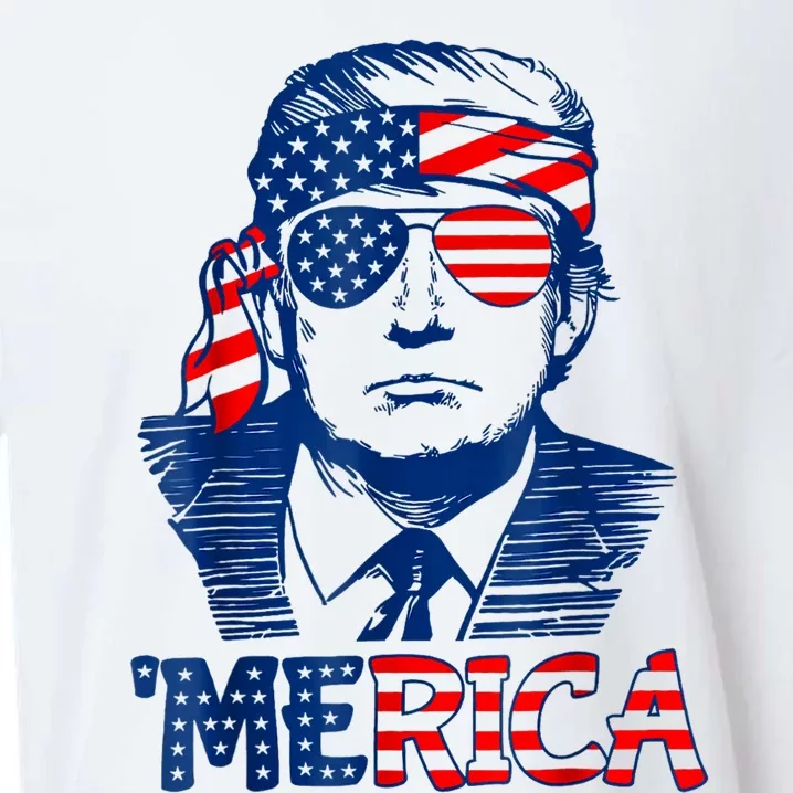 Merica Trump Happy 4th Of July Trump American Flag Sueded Cloud Jersey T-Shirt