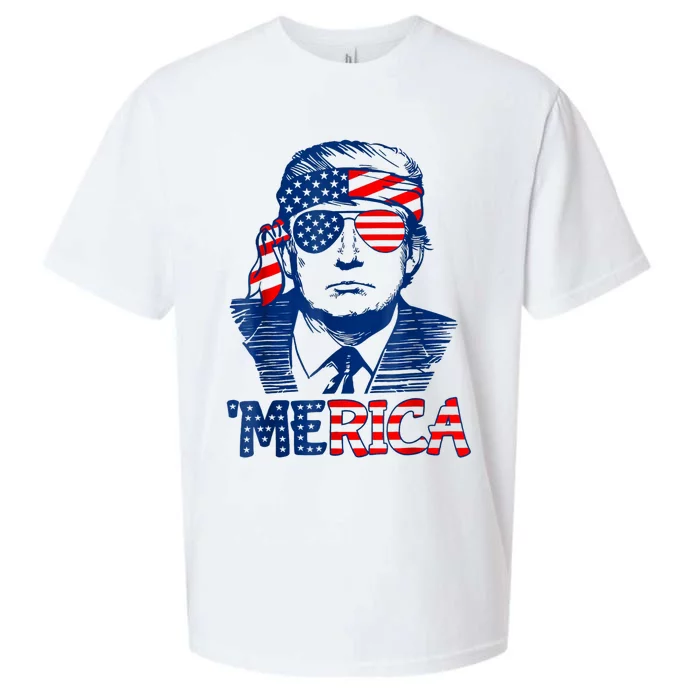 Merica Trump Happy 4th Of July Trump American Flag Sueded Cloud Jersey T-Shirt