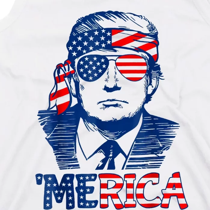 Merica Trump Happy 4th Of July Trump American Flag Tank Top