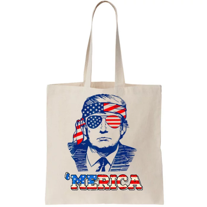 Merica Trump Happy Trump American Flag Tote Bag