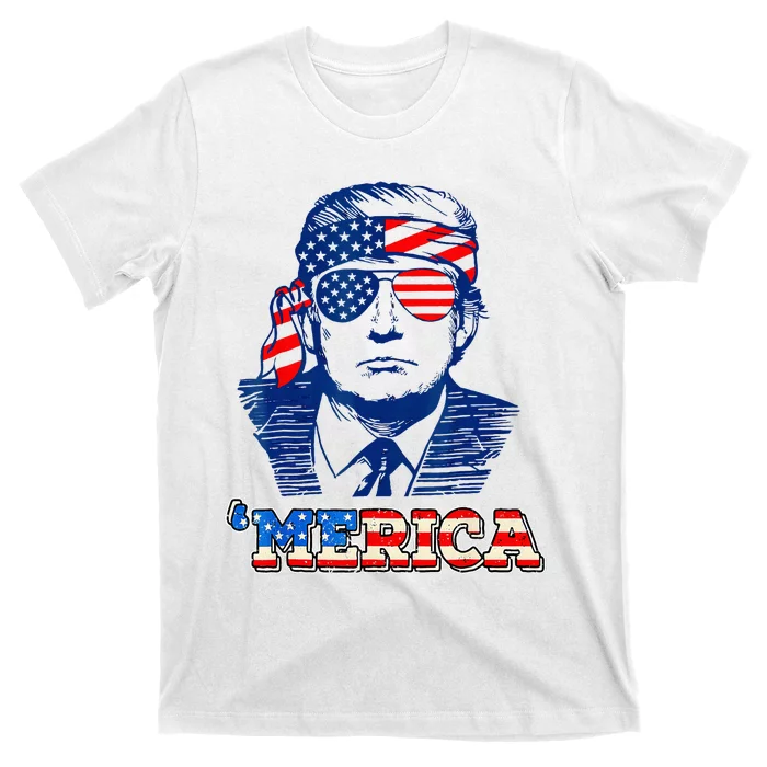 Merica Trump Happy Trump American Flag T-Shirt