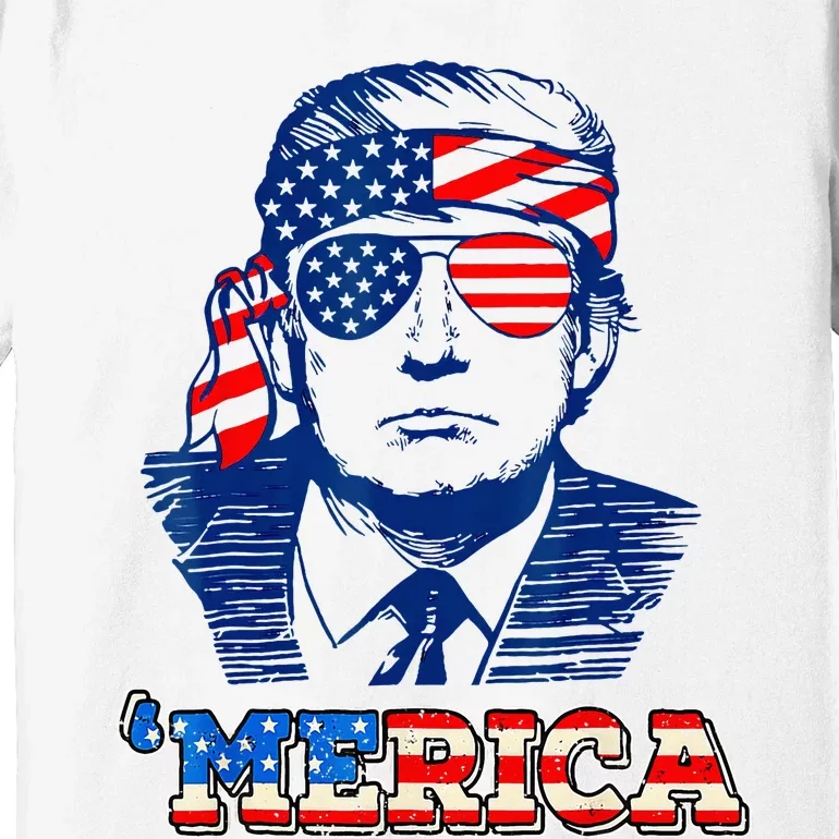 Merica Trump Happy Trump American Flag Premium T-Shirt