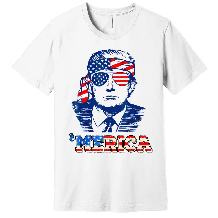 Merica Trump Happy Trump American Flag Premium T-Shirt