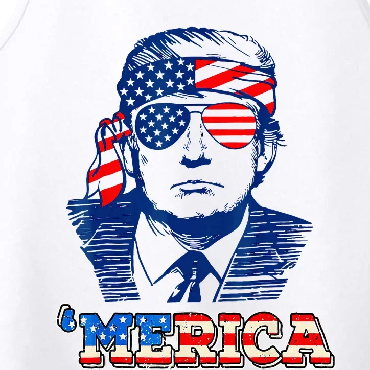 Merica Trump Happy Trump American Flag Performance Tank