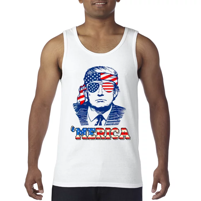 Merica Trump Happy Trump American Flag Tank Top