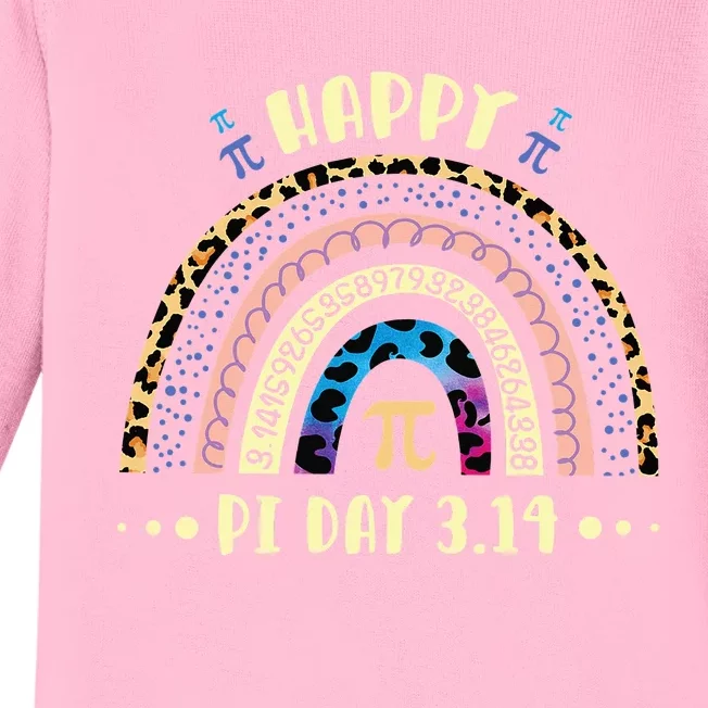 Math Teacher Happy Pi Day Mathematic Leopard Rainbow 3.14 Baby Long Sleeve Bodysuit