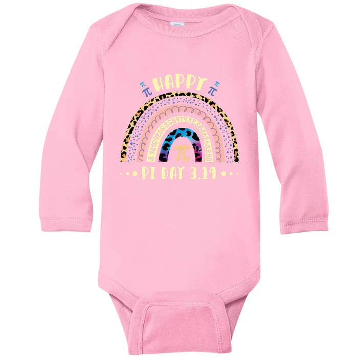 Math Teacher Happy Pi Day Mathematic Leopard Rainbow 3.14 Baby Long Sleeve Bodysuit