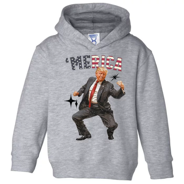 Merica Trump Happy 4th Of July Trump American Flag Toddler Hoodie