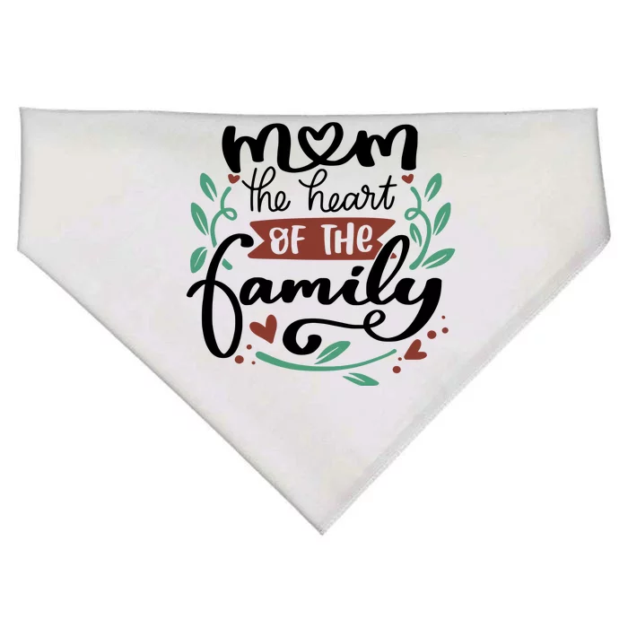 Mom The Heart Of The Family Cute Gift USA-Made Doggie Bandana