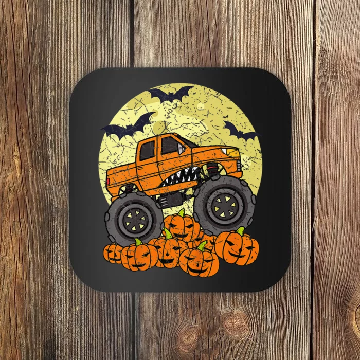 Monster Truck Halloween Jack O Lantern Moon Pumpkin Coaster