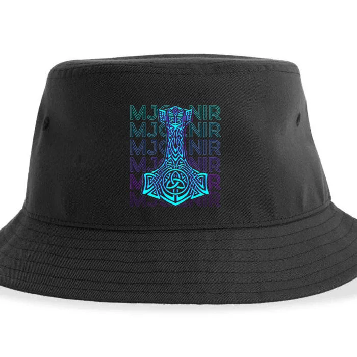 Mjolnir Thor Hammer Norse Mythology Retro Sustainable Bucket Hat