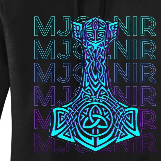 Mjolnir Thor Hammer Norse Mythology Retro Women's Pullover Hoodie