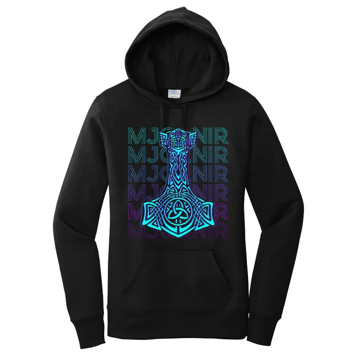 Mjolnir Thor Hammer Norse Mythology Retro Women's Pullover Hoodie