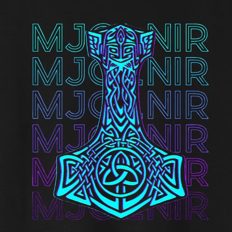 Mjolnir Thor Hammer Norse Mythology Retro Women's Crop Top Tee