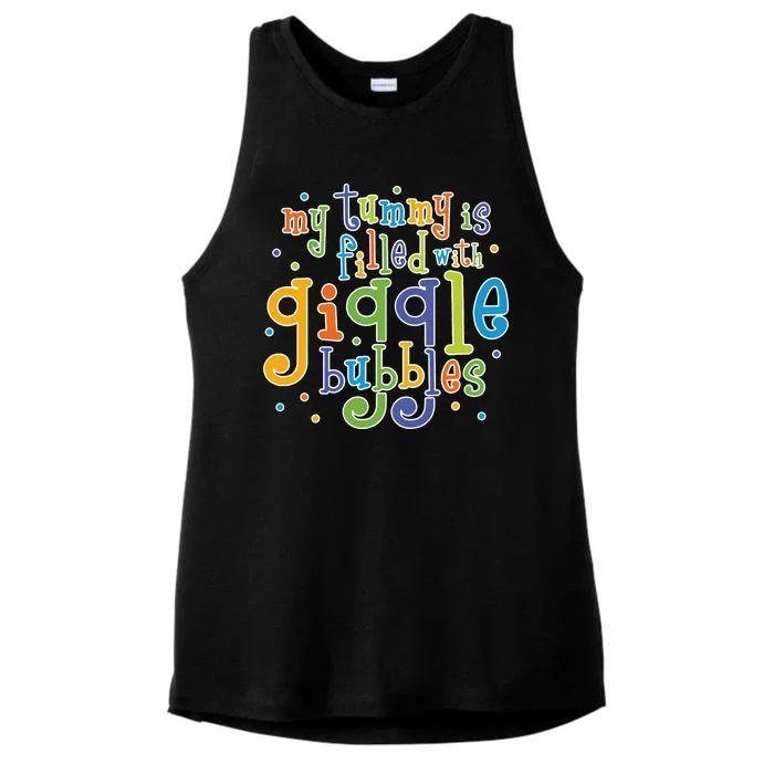 My Tummy Is Filled With Giggle Bubbles Ladies Tri-Blend Wicking Tank