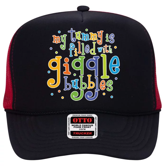 My Tummy Is Filled With Giggle Bubbles High Crown Mesh Trucker Hat