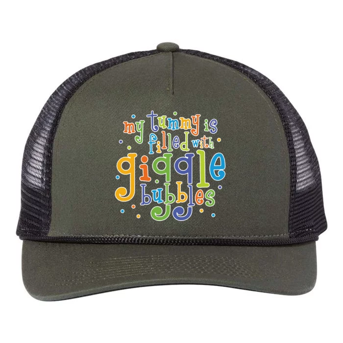 My Tummy Is Filled With Giggle Bubbles Retro Rope Trucker Hat Cap