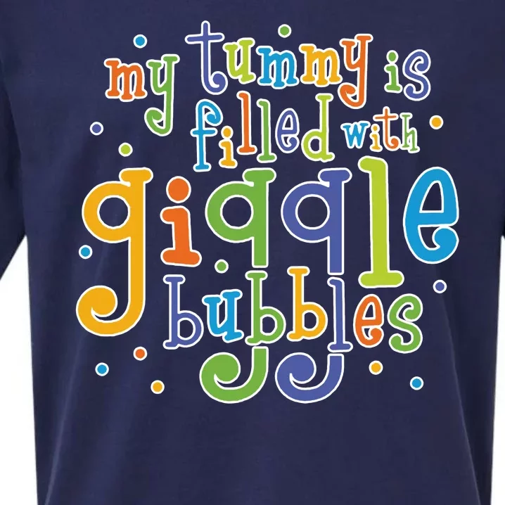 My Tummy Is Filled With Giggle Bubbles Sueded Cloud Jersey T-Shirt