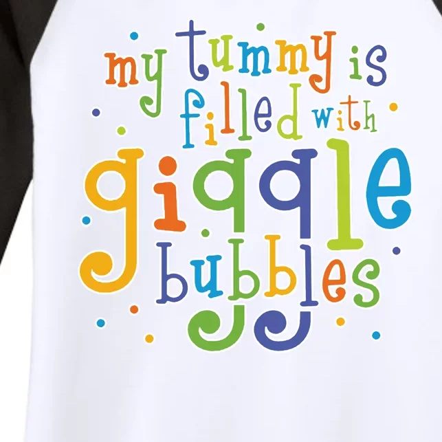 My Tummy Is Filled With Giggle Bubbles Women's Tri-Blend 3/4-Sleeve Raglan Shirt