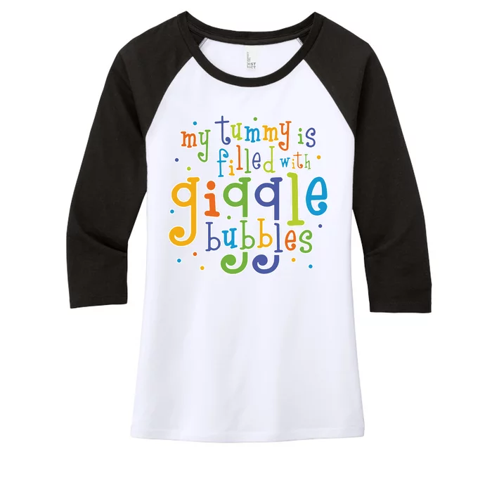 My Tummy Is Filled With Giggle Bubbles Women's Tri-Blend 3/4-Sleeve Raglan Shirt