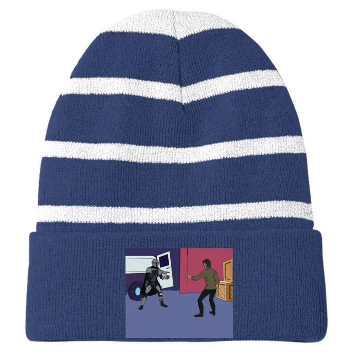 Pointing Meme This Is The Way The Last Of Us Striped Beanie with Solid Band