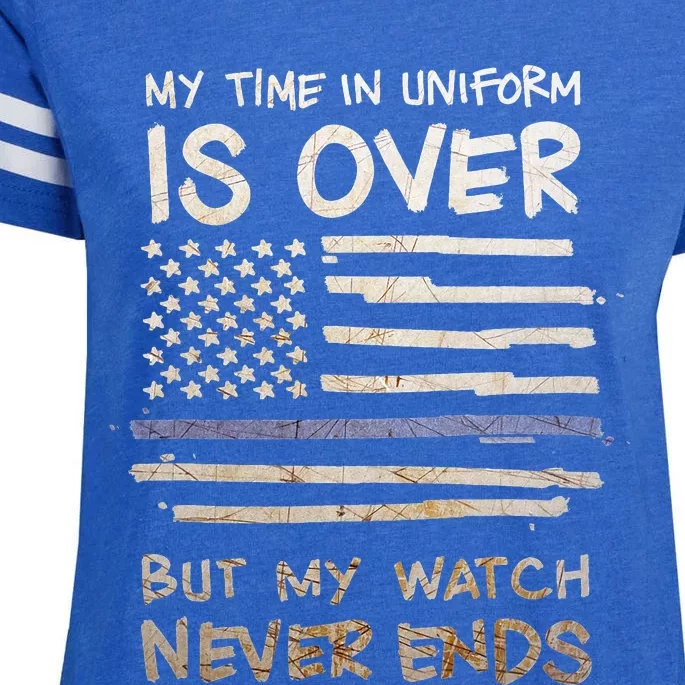 My Time In Uniform Is Over Retired Police Officer Gifts Enza Ladies Jersey Football T-Shirt