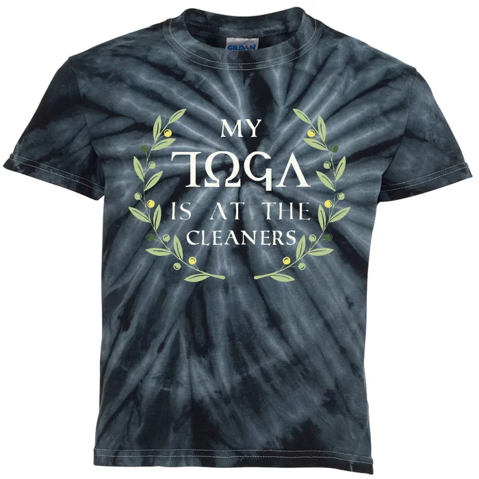 MY TOGA IS AT THE CLEANERS Funny Greek Toga Party Costume Kids Tie-Dye T-Shirt