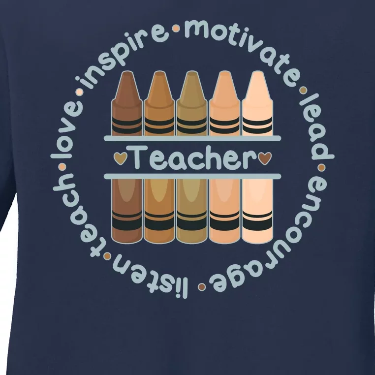 Multiethnic Teacher Inspire Motivate Lead Ladies Long Sleeve Shirt