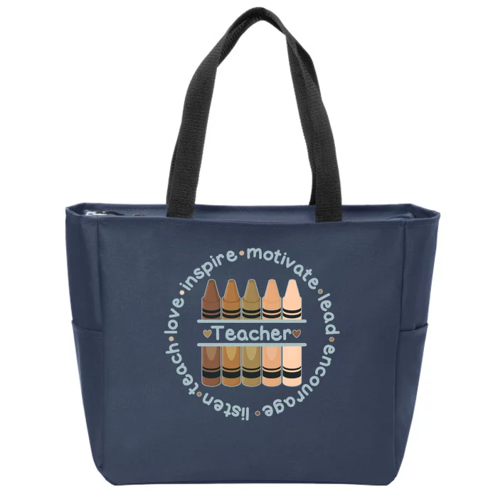 Multiethnic Teacher Inspire Motivate Lead Zip Tote Bag