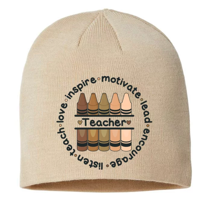 Multiethnic Teacher Inspire Motivate Lead 8 1/2in Sustainable Knit Beanie