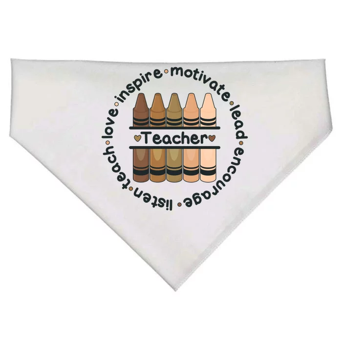 Multiethnic Teacher Inspire Motivate Lead USA-Made Doggie Bandana