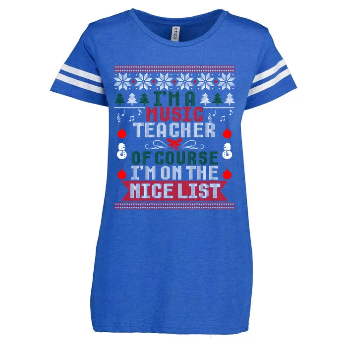 Music Teacher Im On The Nice List Christmas Ugly Sweater Cute Gift Enza Ladies Jersey Football T-Shirt