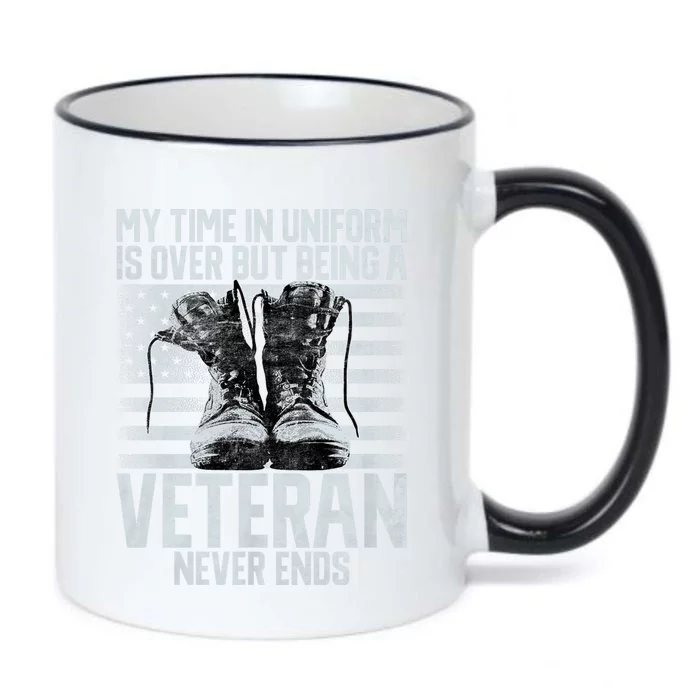 My Time In Uniform Is Over But Being A Veteran Never Ends Black Color Changing Mug