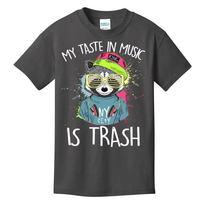 My Taste In Music Is Trash Hip Hop Hipster Raccoon Kids T-Shirt