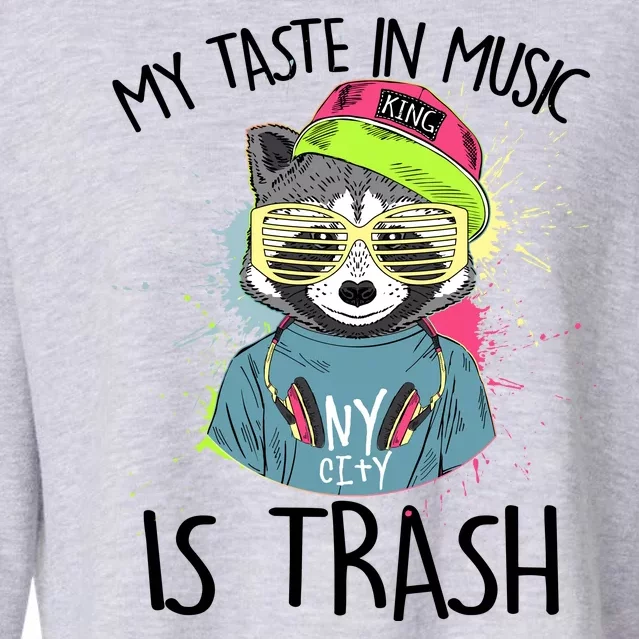 My Taste In Music Is Trash Hip Hop Hipster Raccoon Cropped Pullover Crew