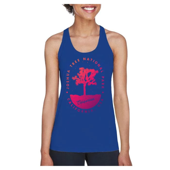 Minimalist Tree Joshua Tree National Park Distressed Design Gift Women's Racerback Tank