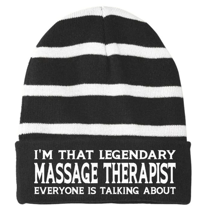 Massage Therapist Job Title Employee Funny Massage Therapist Striped Beanie with Solid Band