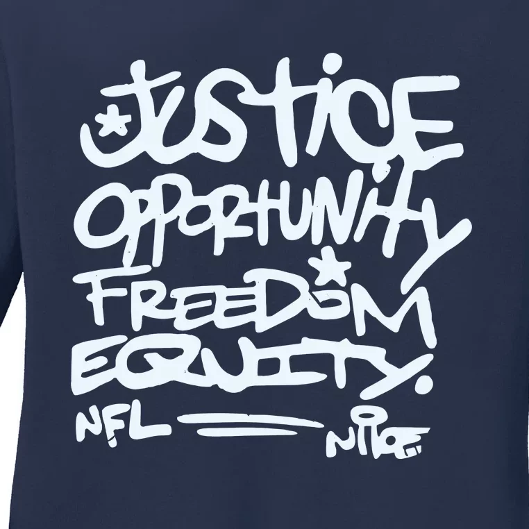 Mike Tomlin Justice Opportunity Equity Freedom Ladies Long Sleeve Shirt