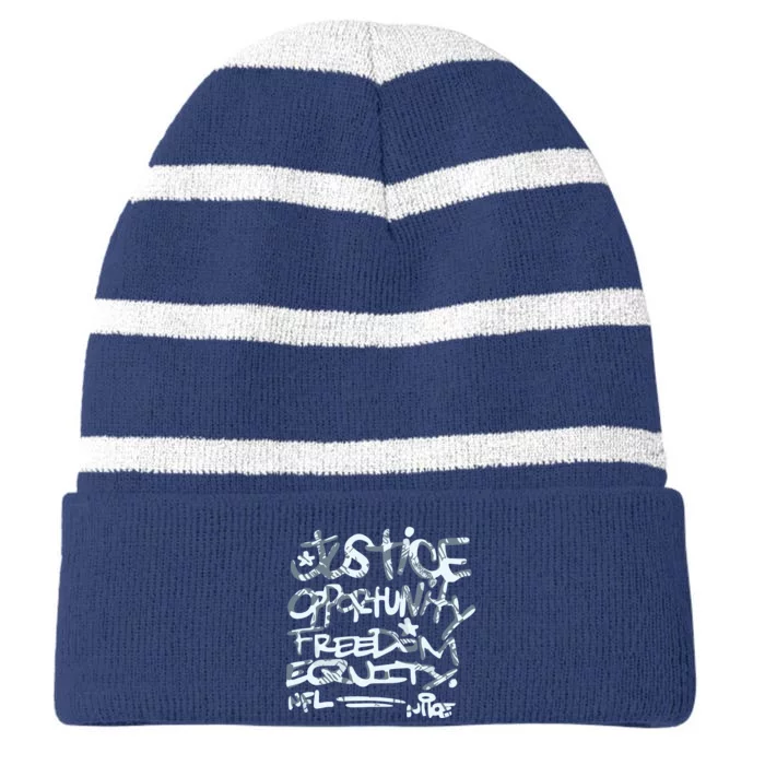 Mike Tomlin Justice Opportunity Equity Freedom Striped Beanie with Solid Band