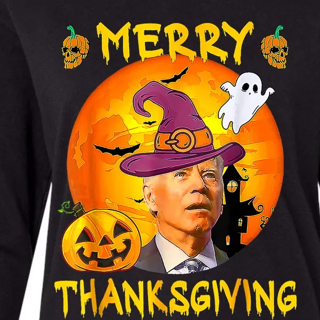 Merry Thanksgiving Joe Biden Confused Hippie Halloween Ghost Womens Cotton Relaxed Long Sleeve T-Shirt