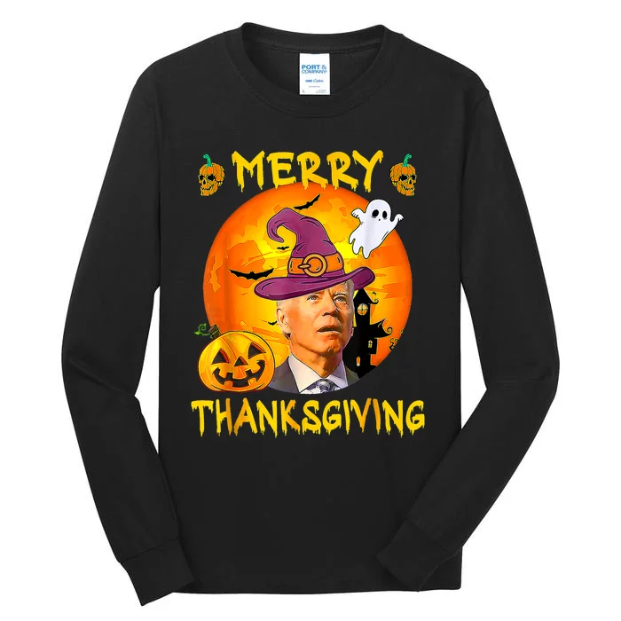 Merry Thanksgiving Joe Biden Confused Hippie Halloween Ghost Tall Long Sleeve T-Shirt