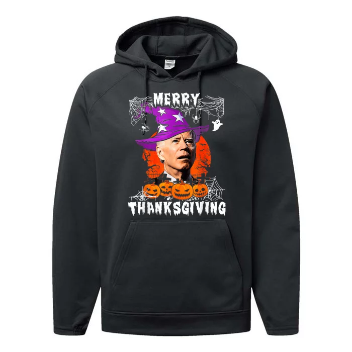 Merry Thanksgiving Joe Biden Confused Hippie Halloween Ghost Performance Fleece Hoodie