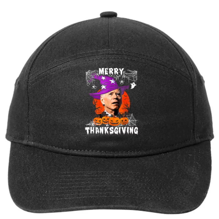 Merry Thanksgiving Joe Biden Confused Hippie Halloween Ghost 7-Panel Snapback Hat