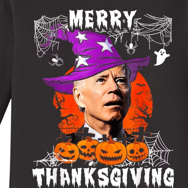 Merry Thanksgiving Joe Biden Confused Hippie Halloween Ghost Baby Long Sleeve Bodysuit