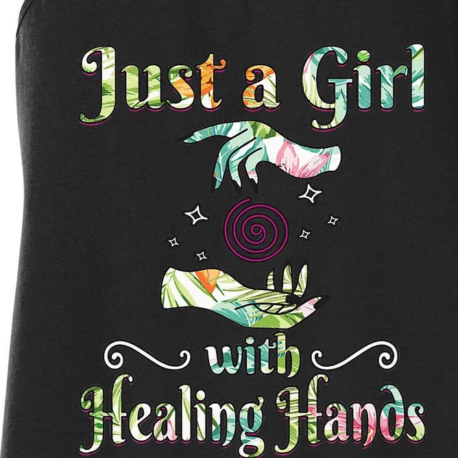 Massage Therapist Just a with Healing Hands Women's Racerback Tank