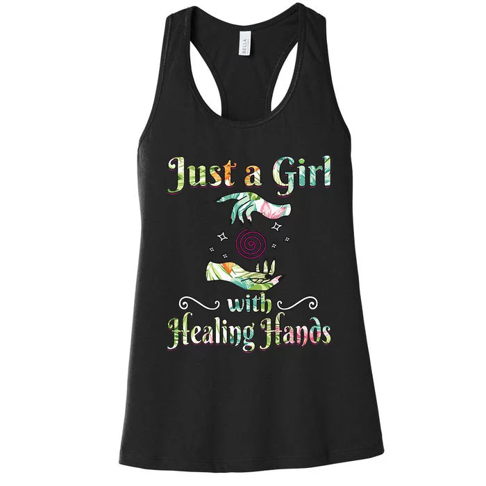 Massage Therapist Just a with Healing Hands Women's Racerback Tank