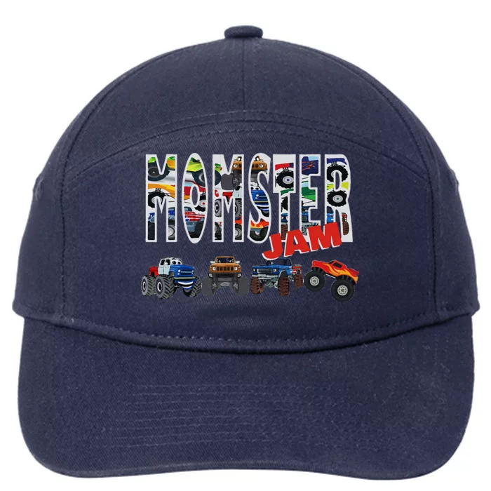 Monster Truck Jam Mom Momster Boy Mama Birthday Mothers Day 7-Panel Snapback Hat