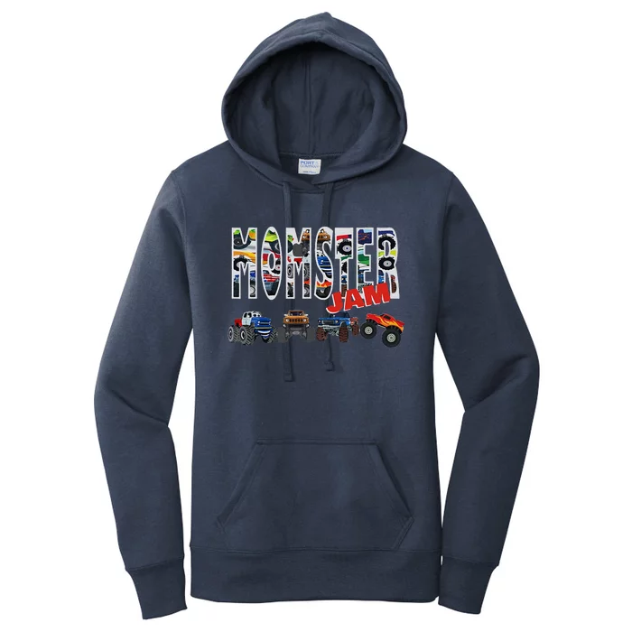 Monster Truck Jam Mom Momster Boy Mama Birthday Mothers Day Women's Pullover Hoodie